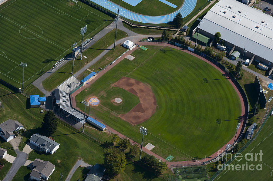 aerials of WVU campus Hawley Field Photograph by Dan Friend