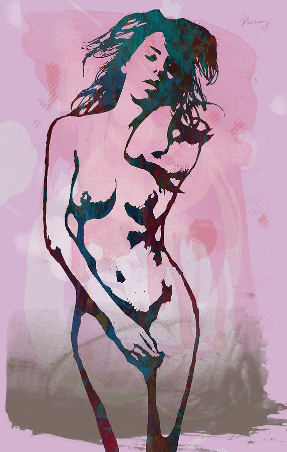 Portrait Drawing - Nude pop stylised art poster #22 by Kim Wang