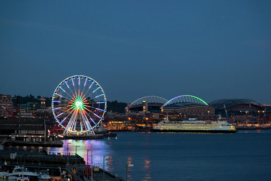 Seattle Photograph - Wa, Seattle, The Seattle Great Wheel #22 by Jamie and Judy Wild