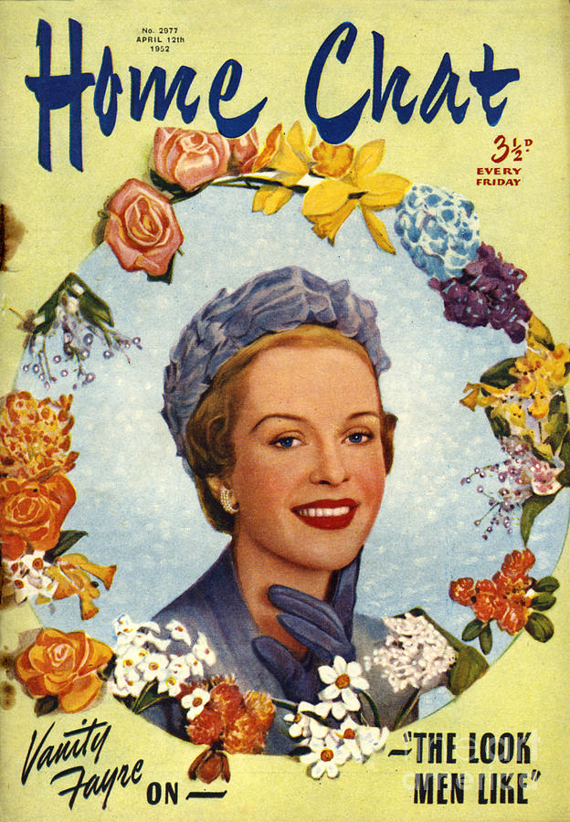 Portrait Drawing - 1950s Uk Home Chat Magazine Cover #23 by The Advertising Archives