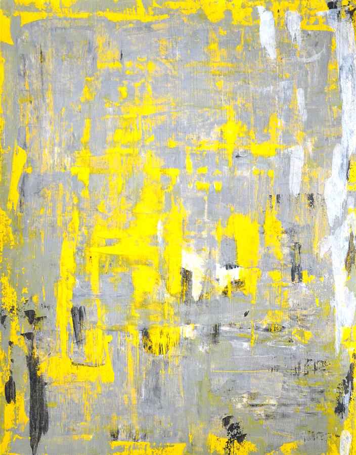 Abstract Painting - Imagination - Grey and Yellow Abstract Art Painting by CarolLynn Tice