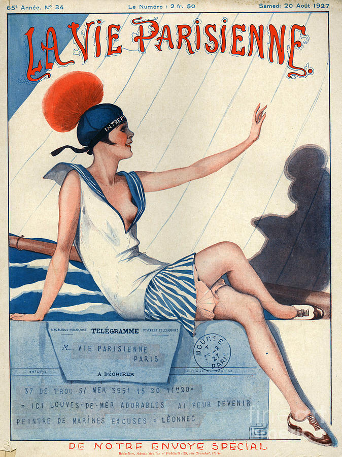 Holiday Drawing - 1920s France La Vie Parisienne Magazine #237 by The Advertising Archives