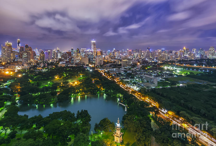 Bangkok city night view #24 Photograph by Anek Suwannaphoom