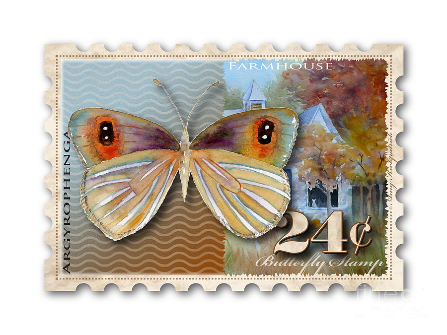 Butterfly Painting - 24 Cent Butterfly Stamp by Amy Kirkpatrick