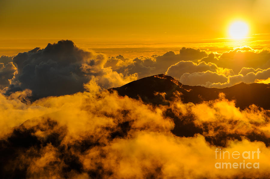 Clouds at sunrise over Haleakala Crater Maui Hawaii USA #24 Photograph by Don Landwehrle