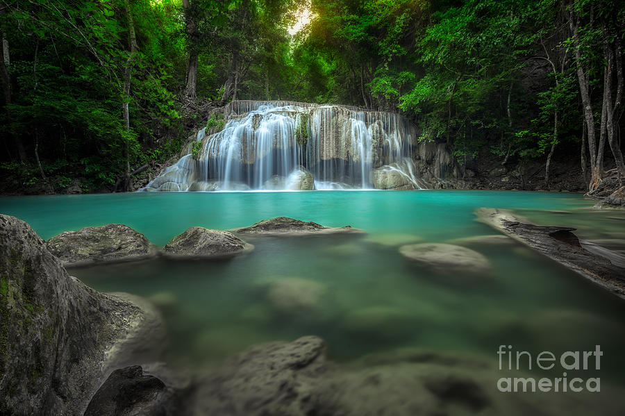 Fall Photograph - Erawan waterfall  #24 by Anek Suwannaphoom