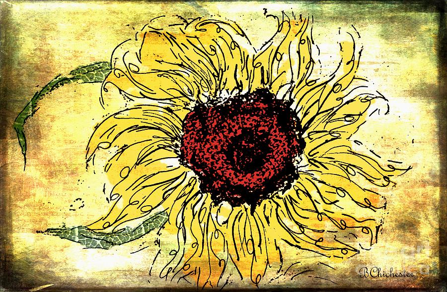 24 KT Sunflower - Barbara Chichester Painting by Barbara Chichester