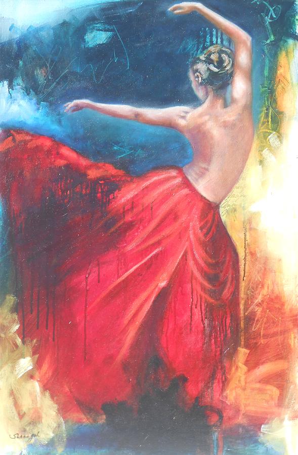 24x36 Contemporary Oil - Prolific Dancer Painting by Susan Goh