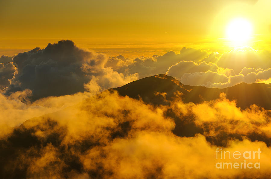 Clouds at sunrise over Haleakala Crater Maui Hawaii USA #25 Photograph by Don Landwehrle