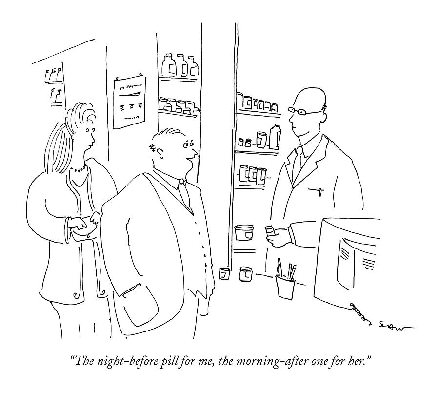 The Night-before Pill Drawing by Michael Shaw
