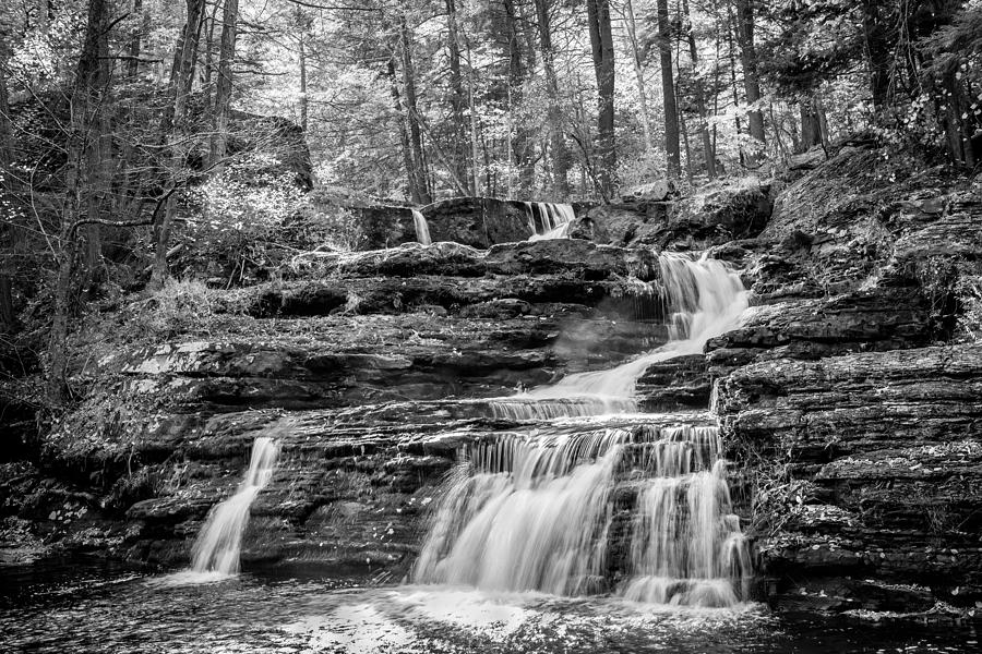 Waterfalls George W Childs National Park Painted BW   #25 Photograph by Rich Franco