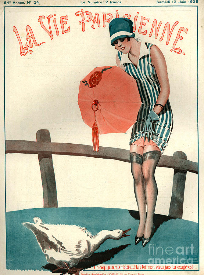 Geese Drawing - 1920s France La Vie Parisienne Magazine #253 by The Advertising Archives