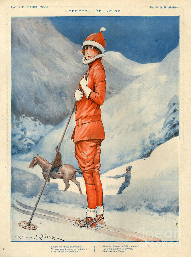 Winter Drawing - 1920s France La Vie Parisienne Magazine #256 by The Advertising Archives