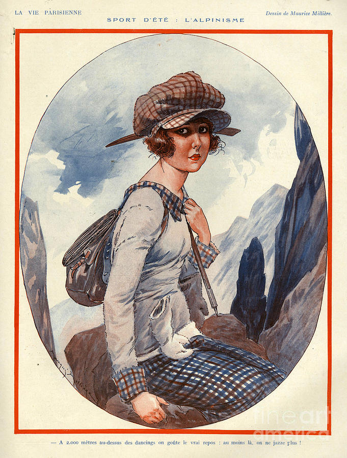 Mountain Drawing - 1920s France La Vie Parisienne Magazine #257 by The Advertising Archives