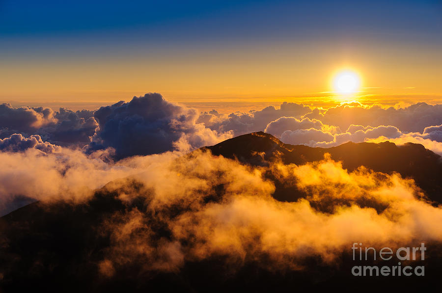 Clouds at sunrise over Haleakala Crater Maui Hawaii USA #26 Photograph by Don Landwehrle