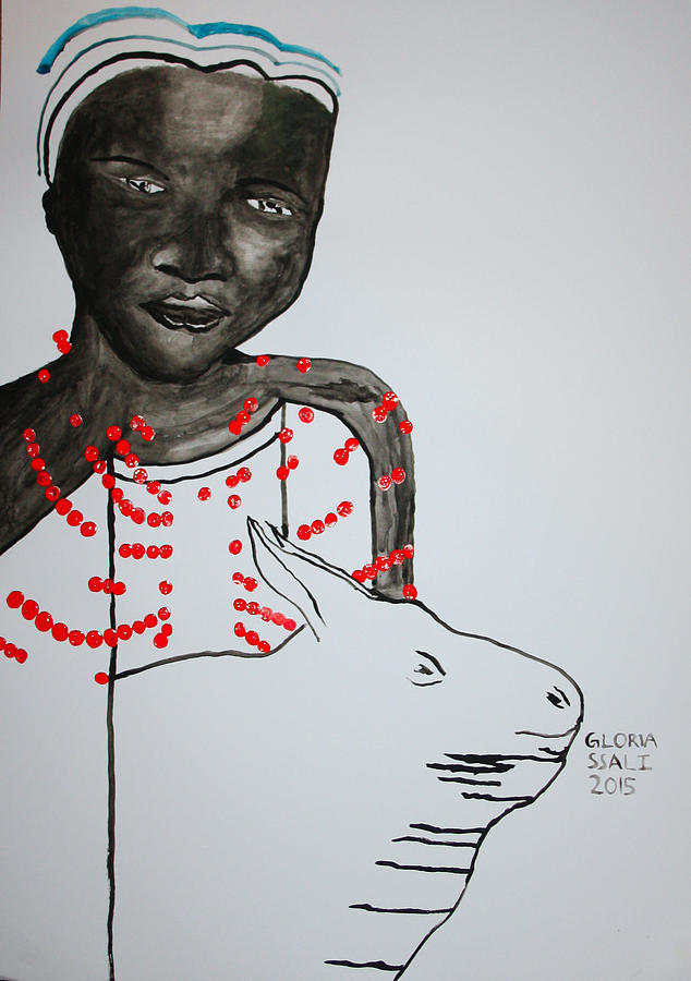 Dinka Bride - South Sudan #26 Painting by Gloria Ssali