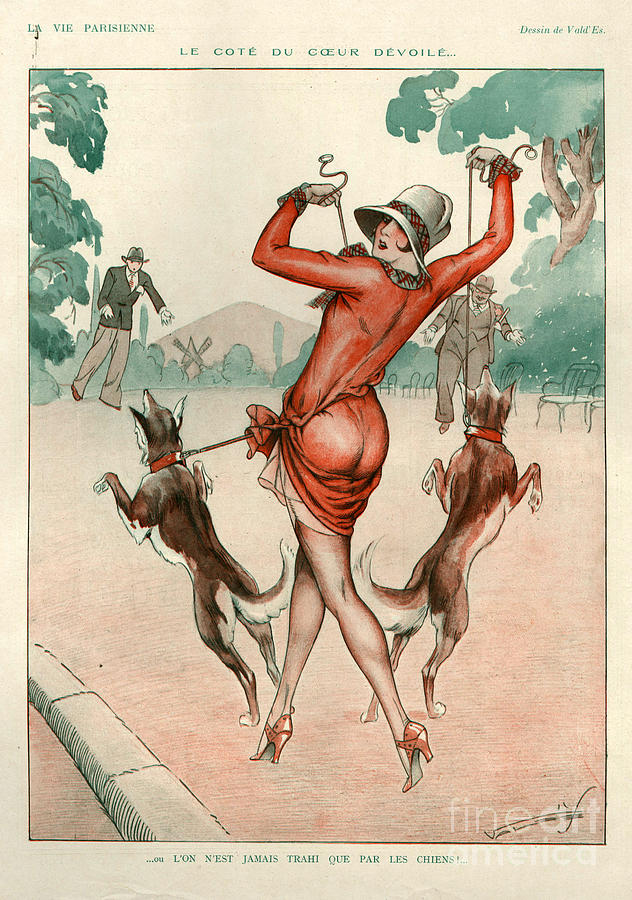 Dog Drawing - 1920s France La Vie Parisienne Magazine #264 by The Advertising Archives