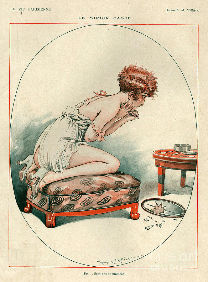 Mirror Drawing - 1920s France La Vie Parisienne #27 by The Advertising Archives