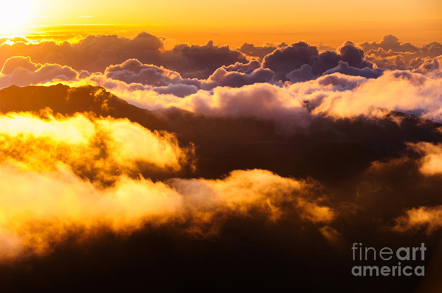 Clouds at sunrise over Haleakala Crater Maui Hawaii USA #27 Photograph by Don Landwehrle