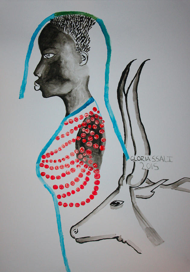 Dinka Bride - South Sudan #27 Painting by Gloria Ssali