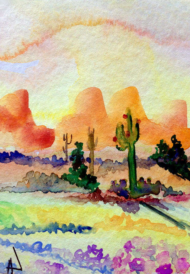 Southwestern Landscape Painting by Patricia Lazaro - Pixels