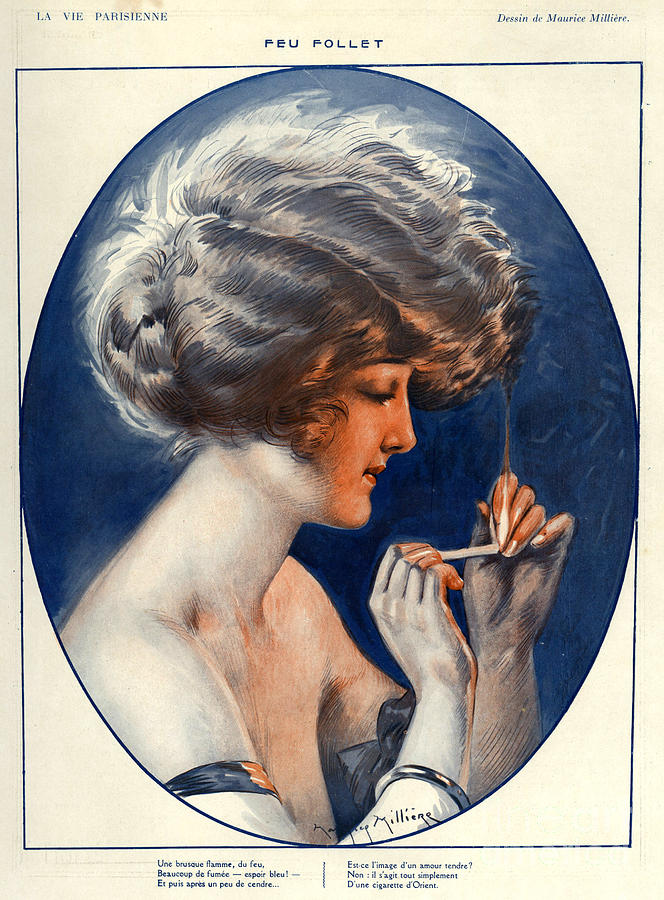 Tobacco Drawing - 1920s France La Vie Parisienne Magazine #279 by The Advertising Archives