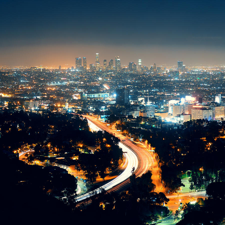 Los Angeles at night #28 Photograph by Songquan Deng