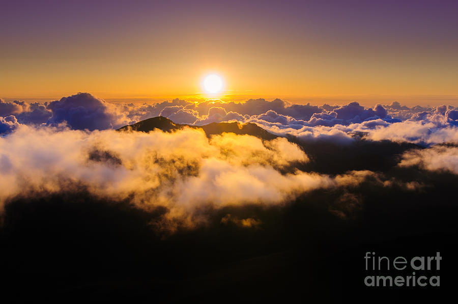 Clouds at sunrise over Haleakala Crater Maui Hawaii USA #29 Photograph by Don Landwehrle