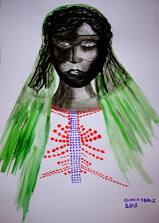 Dinka Bride  - South Sudan #29 Painting by Gloria Ssali