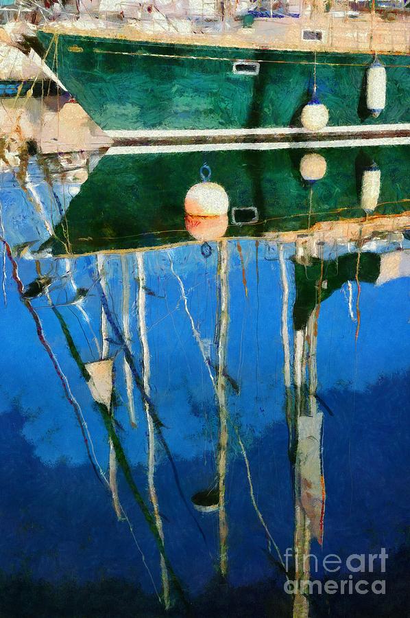 Reflections in Mikrolimano port #31 Painting by George Atsametakis