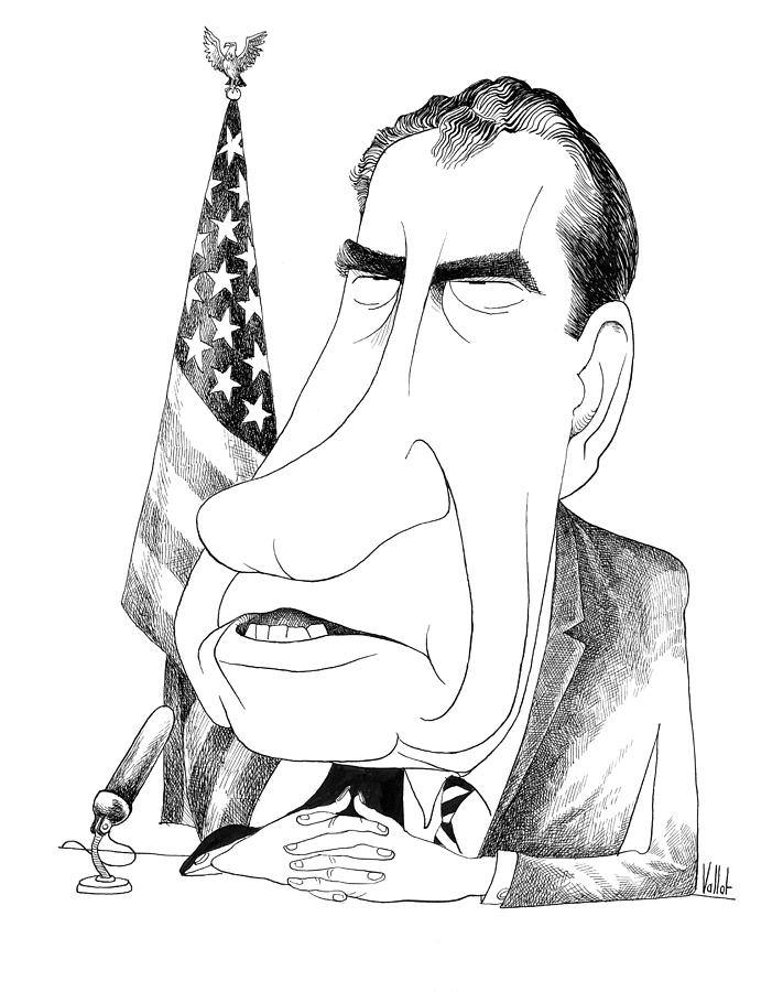 Richard Nixon Caricature Drawing by Edmund Valtman