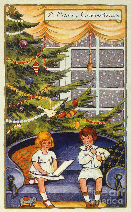 Vintage Christmas Illustration Drawing
