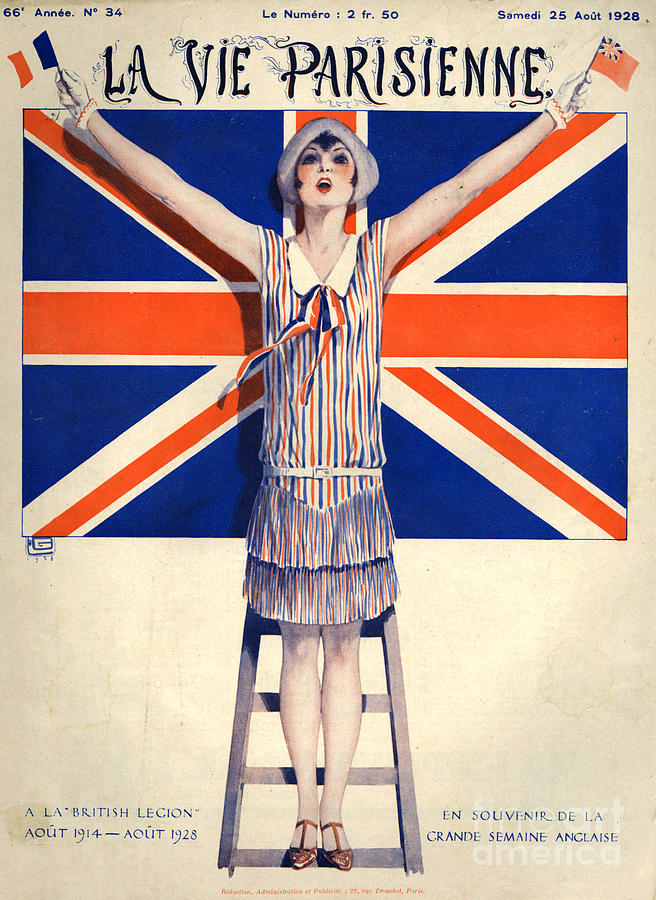 Flag Drawing - 1920s France La Vie Parisienne Magazine #290 by The Advertising Archives
