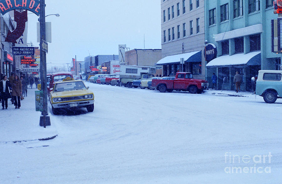 Winter Photograph - 2nd Street Fairbanks Alaska 1969 by Monterey County Historical Society