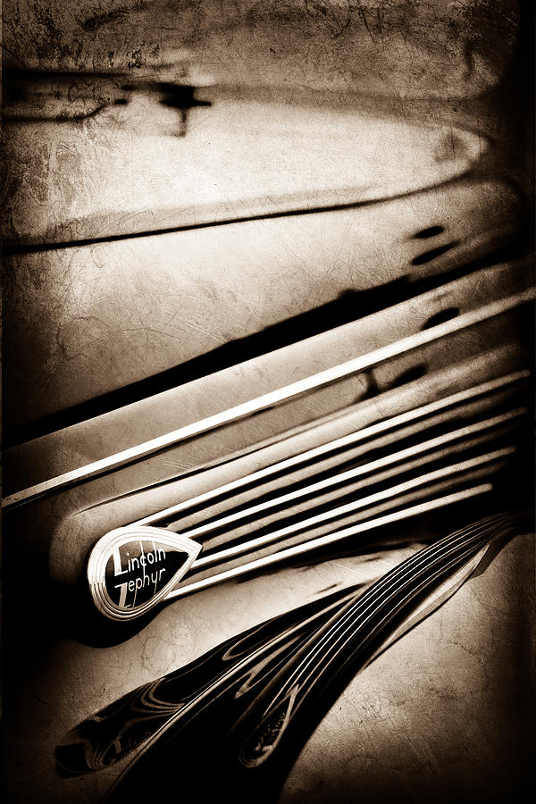 Car Photograph - 1938 Lincoln-Zephyr Convertible Coupe Side Emblem #3 by Jill Reger