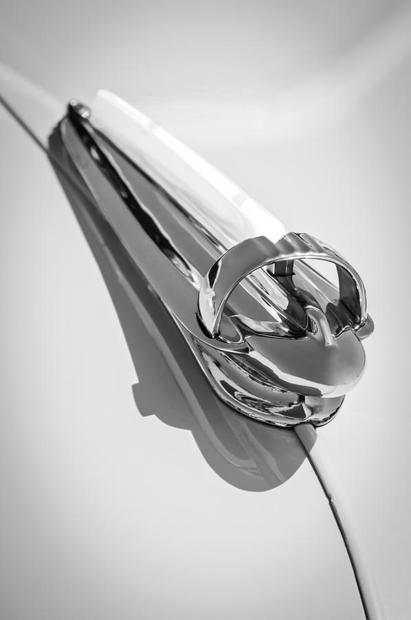 Black And White Photograph - 1947 Chevrolet Deluxe Hood Ornament #3 by Jill Reger