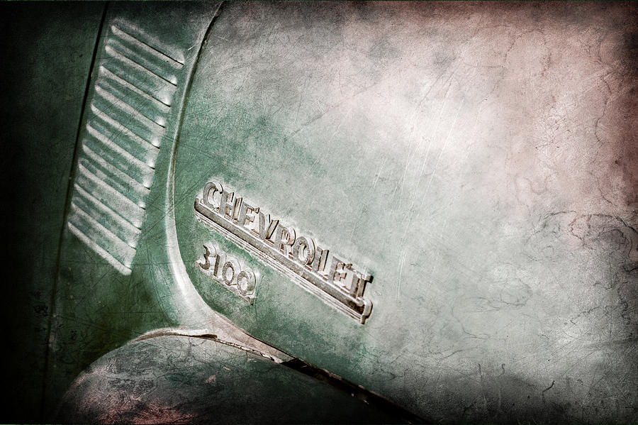Car Photograph - 1949 Chevrolet 3100 Pickup Truck Emblem #3 by Jill Reger