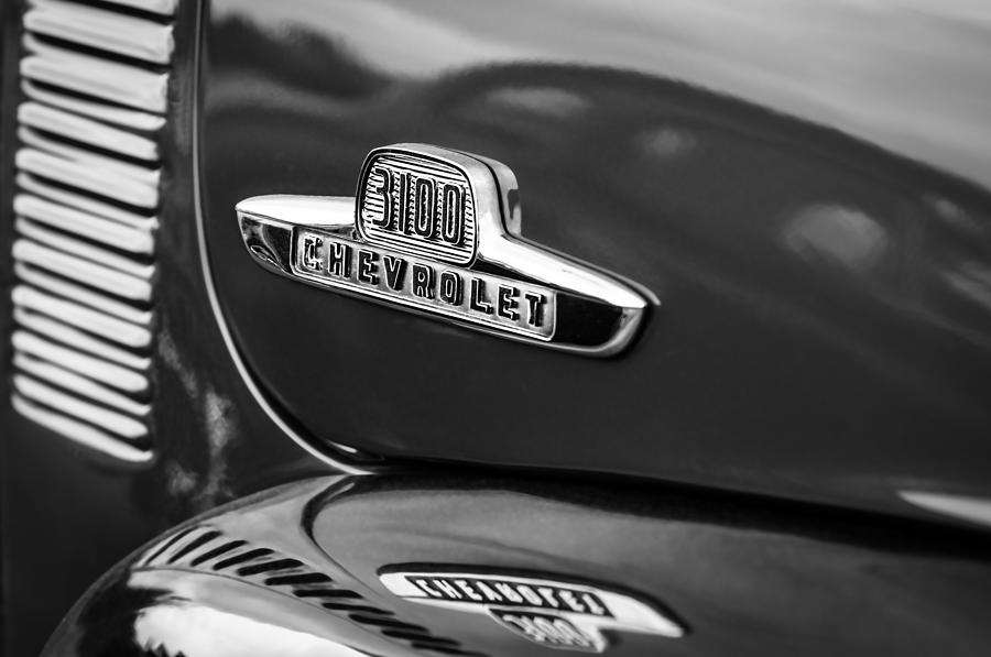 Car Photograph - 1955 Chevrolet 3100 Pickup Truck Emblem #3 by Jill Reger