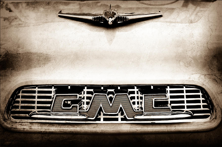 1956 GMC 100 Deluxe Edition Pickup Truck Hood Ornament - Grille Emblem #3 Photograph by Jill Reger