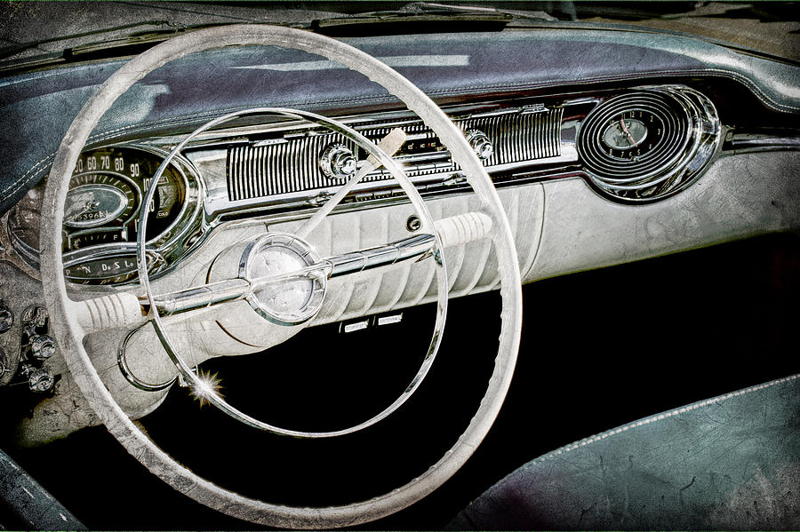 1956 Oldsmobile Starfire 98 Steering Wheel and Dashboard Photograph by ...