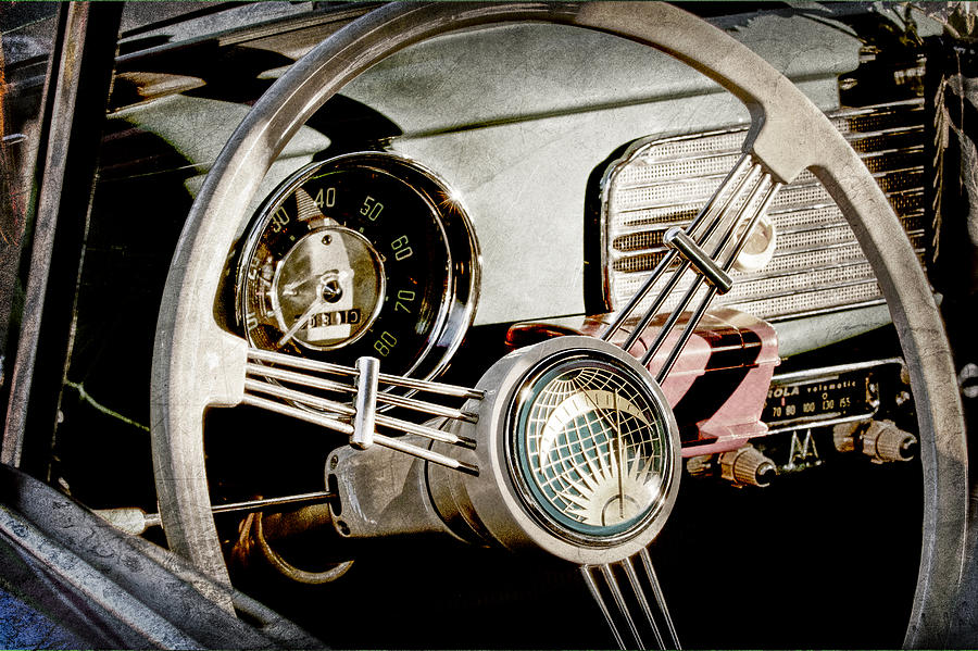 Car Photograph - 1956 Volkswagen VW Bug Steering Wheel #3 by Jill Reger