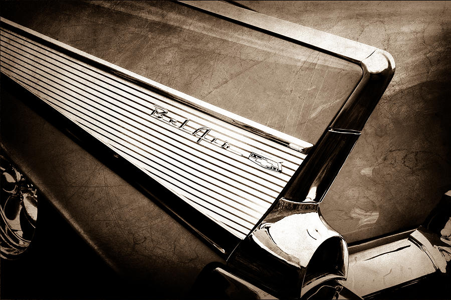 1957 Chevrolet Belair Convertible Taillight Emblem #3 Photograph by Jill Reger