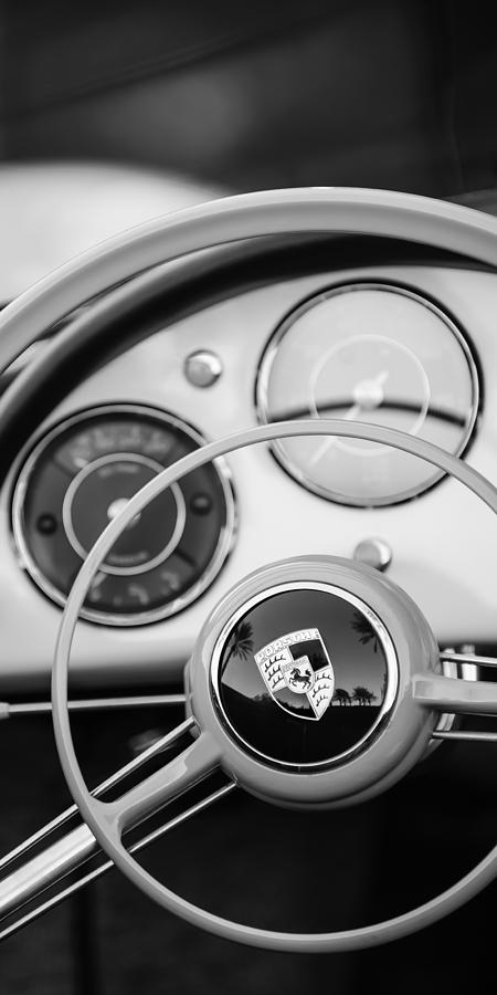 1957 Porsche 356 A Carrera 1500 GS Speedster Steering Wheel Emblem #3 Photograph by Jill Reger