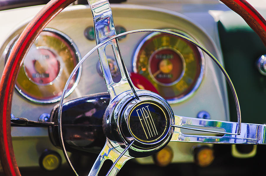 1958 Fiat 1200 TV Sportsman Roadster Steering Wheel #3 Photograph by Jill Reger