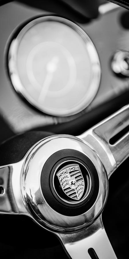 1960 Porsche 356B 1600 Roadster Steering Wheel Emblem #3 Photograph by Jill Reger