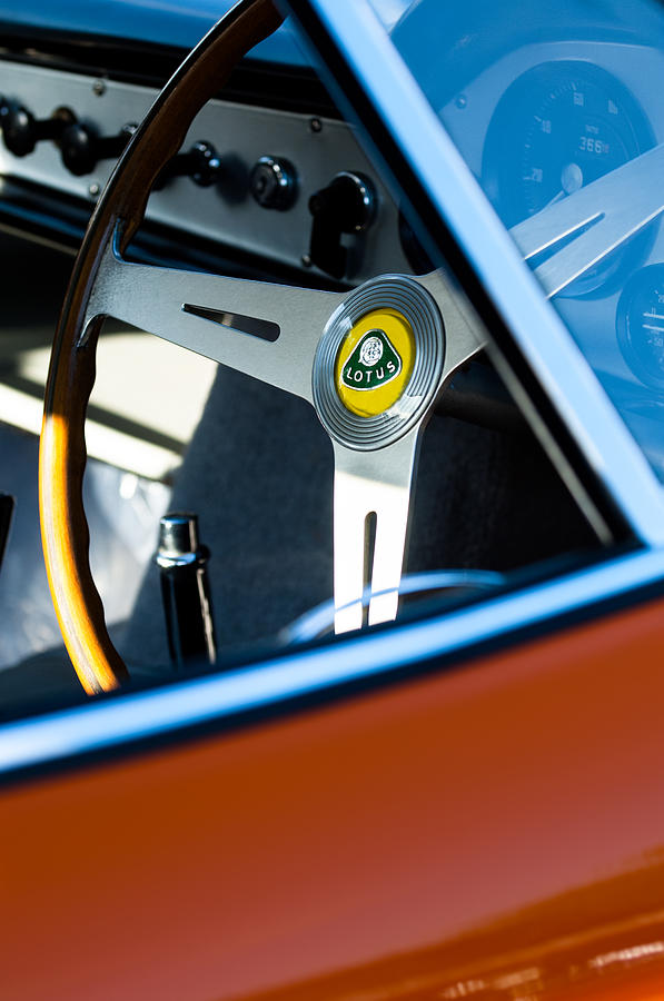 Car Photograph - 1961 Lotus Elite Series II Coupe Steering Wheel Emblem #3 by Jill Reger
