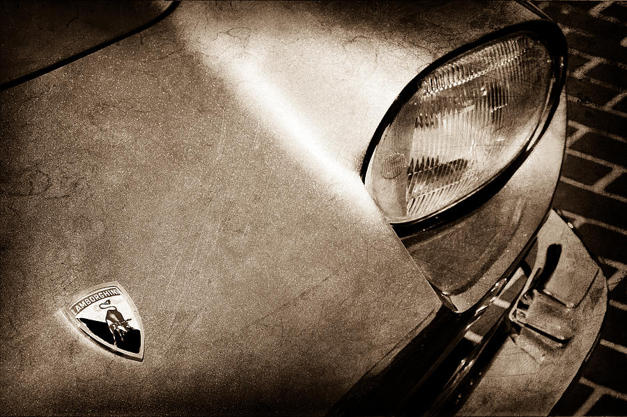 1965 Lamborghini 350 GT Hood Emblem #3 Photograph by Jill Reger
