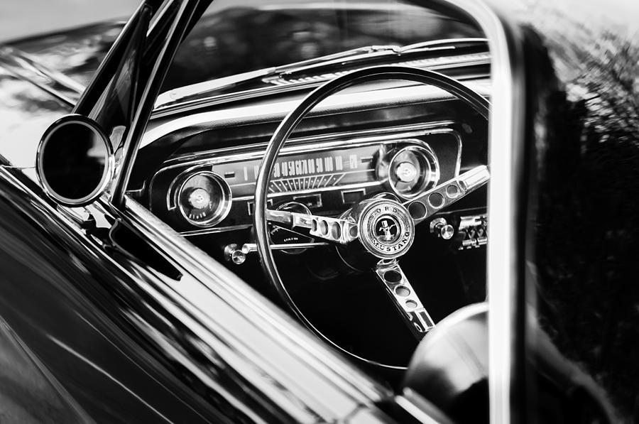 1965 Shelby Prototype Ford Mustang Steering Wheel Emblem Photograph by Jill Reger