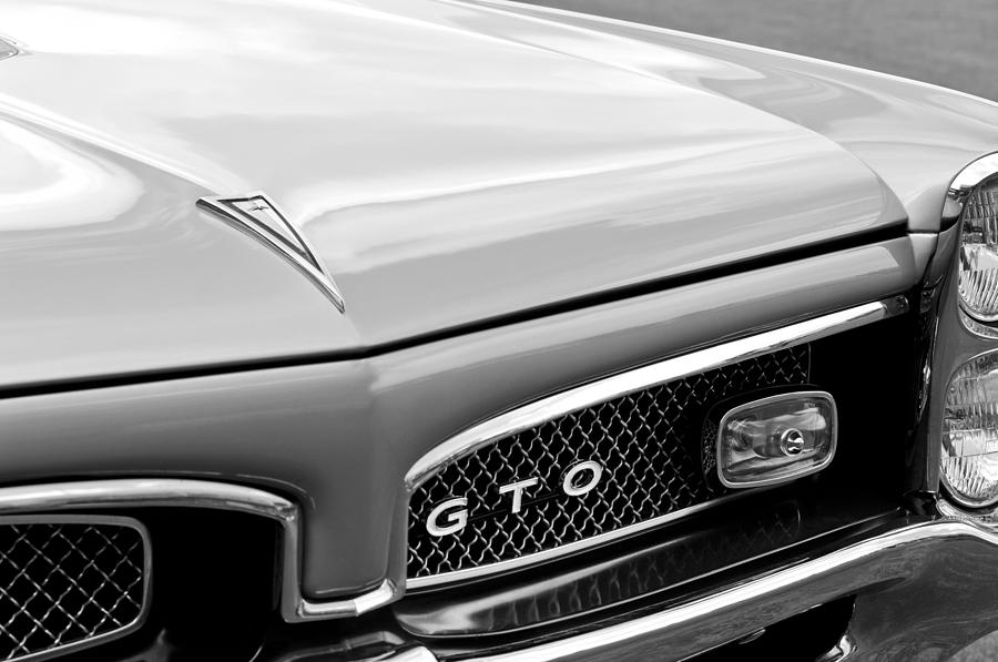 Black And White Photograph - 1967 Pontiac GTO Grille Emblem #3 by Jill Reger