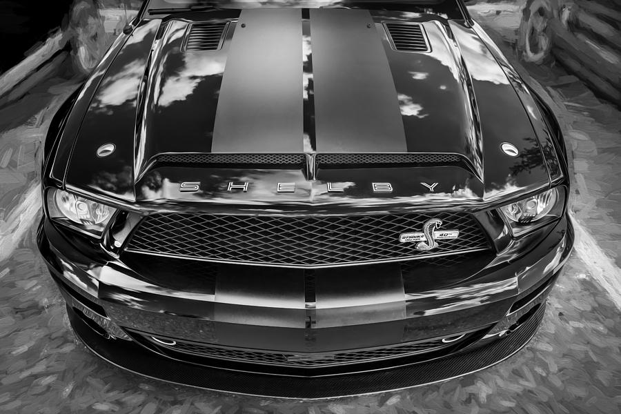 2008 Ford Shelby Mustang GT500 KR Painted BW  #3 Photograph by Rich Franco